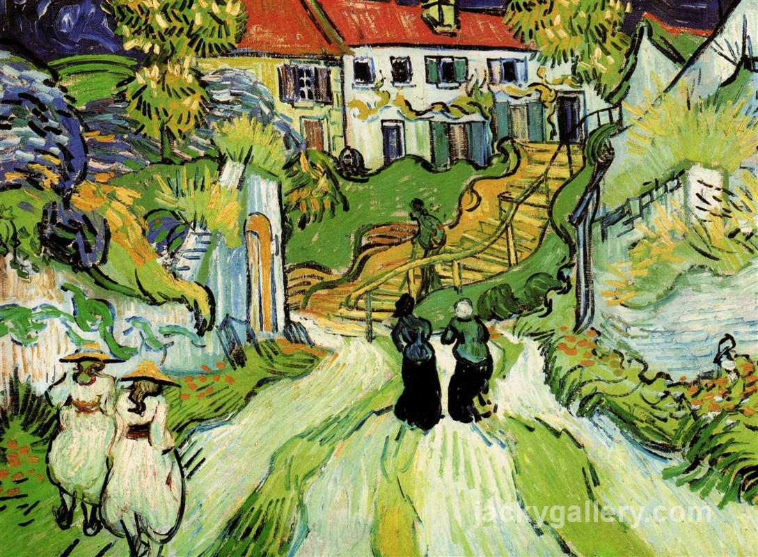 Village Street and Steps in Auvers with Figures, Van Gogh painting
